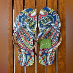 Vera Bradley Marina Paisley Size 9-10 Large flip flops NWT